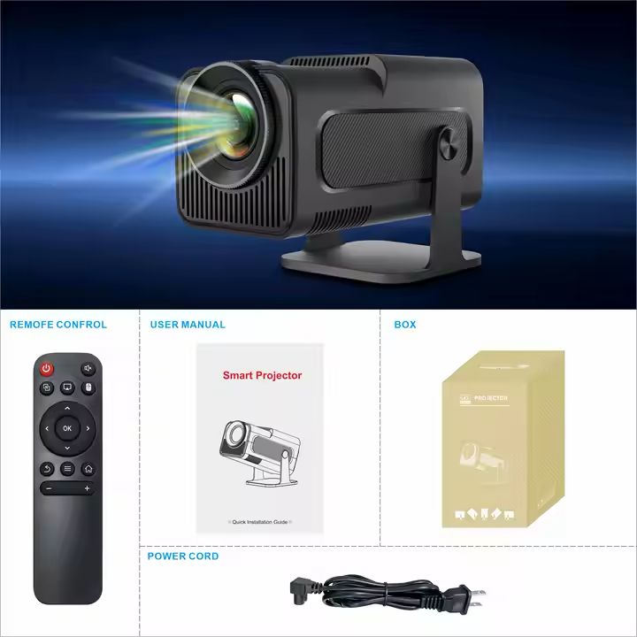 HY320 Mini Portable Projector, Mini Projector 4K, 300 ANSI Smart Projector
