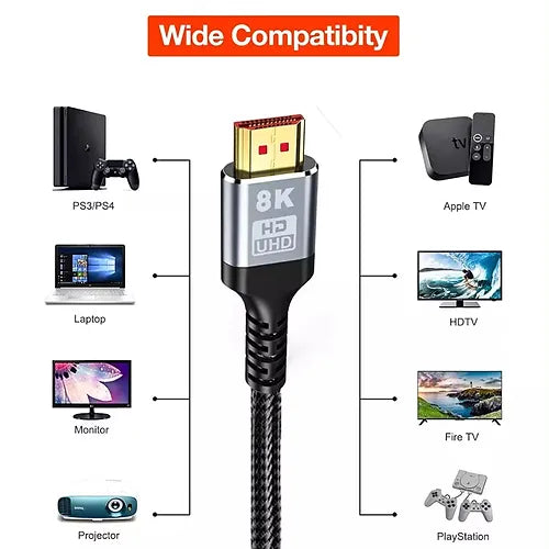 Câble HDMI 2.1 mâle vers mâle 8K/4K 1 mètre par Fire Electronics
