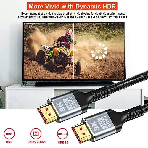 Câble HDMI 2.1 mâle vers mâle 8K/4K 1 mètre par Fire Electronics