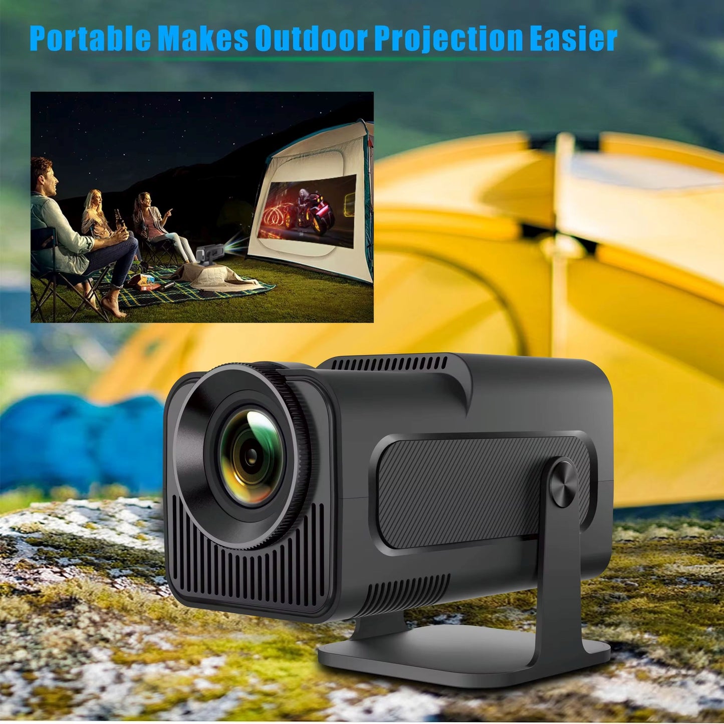 HY320 Mini Portable Projector, Mini Projector 4K, 300 ANSI Smart Projector