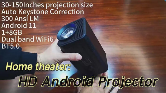 HY320 Mini Portable Projector, Mini Projector 4K, 300 ANSI Smart Projector
